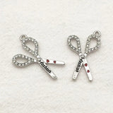 Arrival! 28x20mm 50pcs Rhinestone Scissors Charm For Earrings DIY