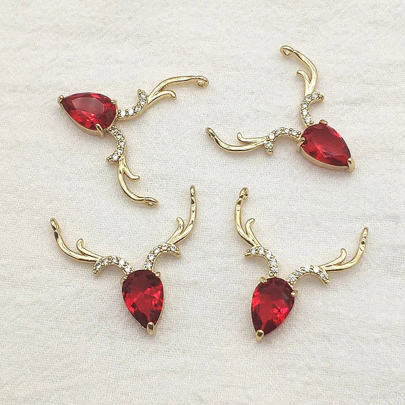 CZ Crystal Reindeer Charm Jewelry Findings