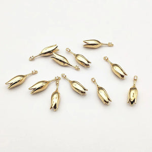 Copper/Zirconia Flower Charm 28x7mm 50pcs for Earrings DIY