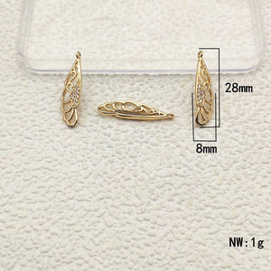 Feather Shape CZ Charm 28x8mm 50pcs for Jewelry DIY