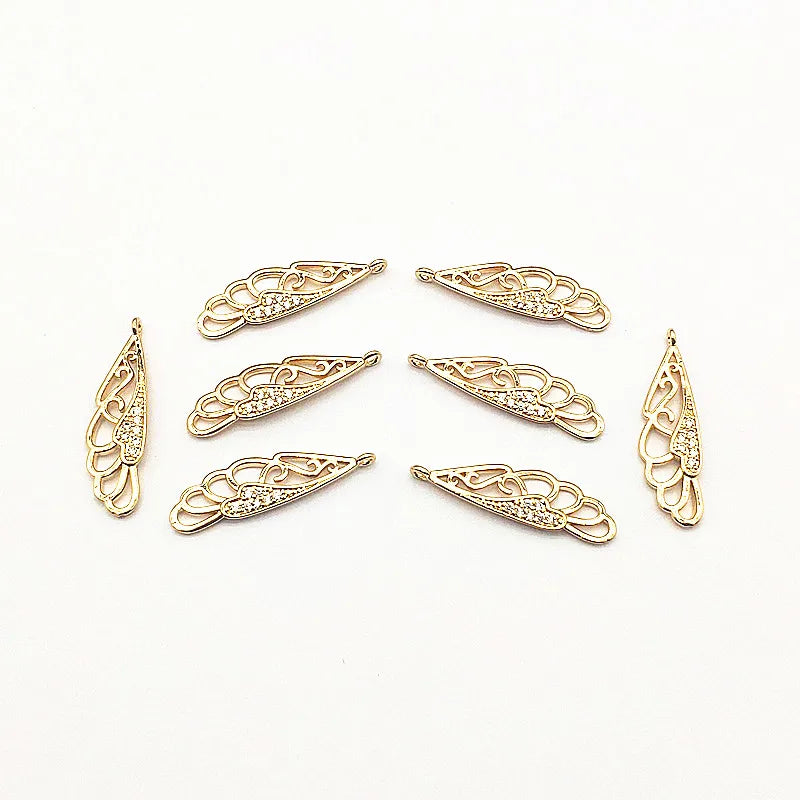 Feather Shape CZ Charm 28x8mm 50pcs for Jewelry DIY