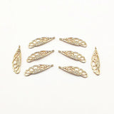 Feather Shape CZ Charm 28x8mm 50pcs for Jewelry DIY