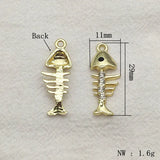 100pcs Rhinestone Pendants Fish Charm DIY Jewelry Findings & Components