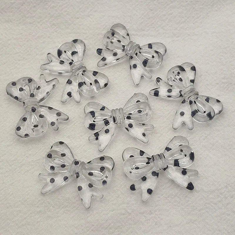 Arrival! 29x23mm 100pcs Clear Dots Bows Beads For Earrings/Necklace DIY Parts
