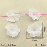 300pcs Clear Frosted Flower Acrylic Beads For DIY Jewelry