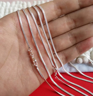 925 Sterling Silver Men Necklace Flat Snake Chain 16-30 inch