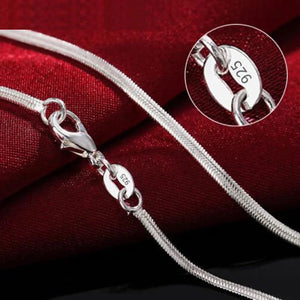 925 Sterling Silver Men Necklace Flat Snake Chain 16-30 inch