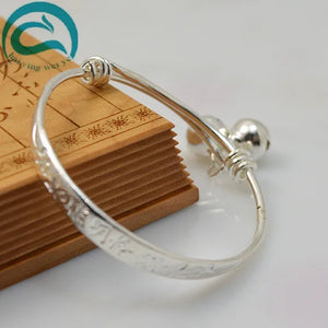 2pcs Baby Bell Adjustable Bracelet Silver Plated Kid Girl Boy Bracelet Gift