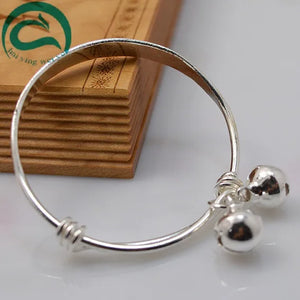 2pcs Baby Bell Adjustable Bracelet Silver Plated Kid Girl Boy Bracelet Gift