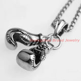 Silver Boxing Glove Pendant Necklace Set for Men Boys