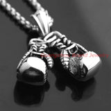 Silver Boxing Glove Pendant Necklace Set for Men Boys