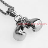 Silver Boxing Glove Pendant Necklace Set for Men Boys