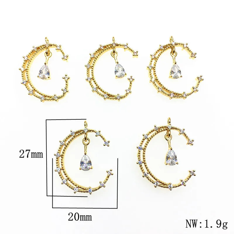 30pcs CZ Flower/Moon Charm for Jewelry DIY
