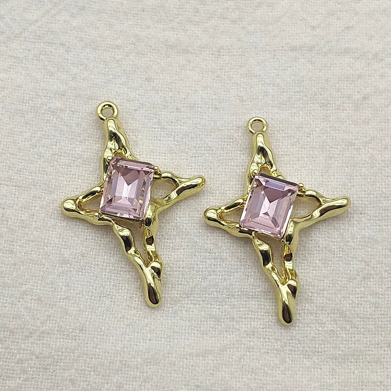 Star Pendants Glass Charm For Necklace Earring DIY