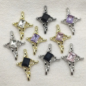 Star Pendants Glass Charm For Necklace Earring DIY
