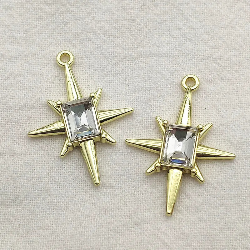 Zinc Alloy Star Charm with Rhinestones for DIY Jewelry Making