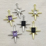 Zinc Alloy Star Charm with Rhinestones for DIY Jewelry Making