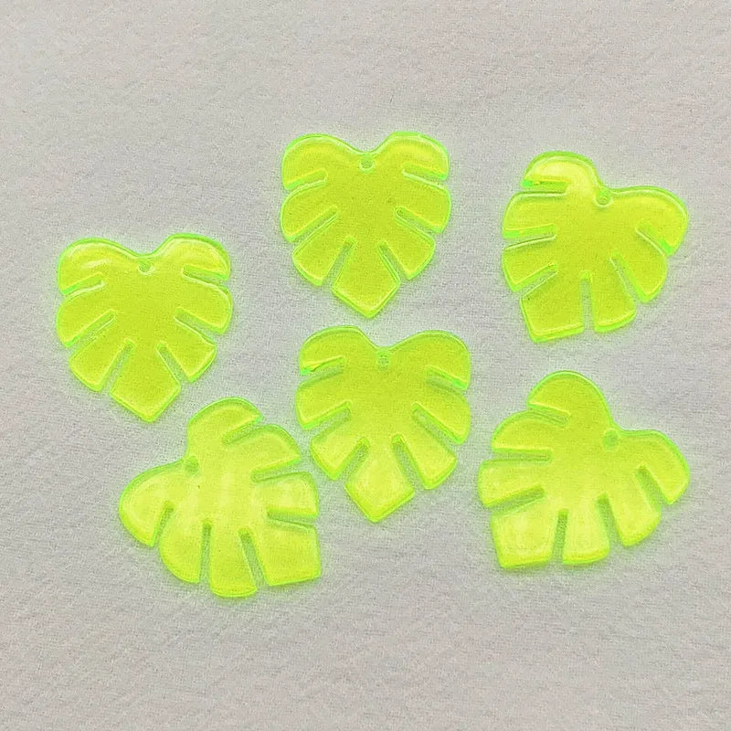 Arrival! Acrylic Neon Feather Shape Charm 50pcs