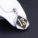 Arrival 316L Stainless Steel Lucky Number 13 Pendant Necklace