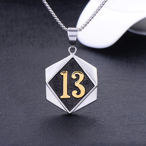 Arrival 316L Stainless Steel Lucky Number 13 Pendant Necklace