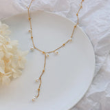 316L Stainless Steel Pearl Drop Y Necklace