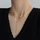 316L Stainless Steel Pearl Drop Y Necklace