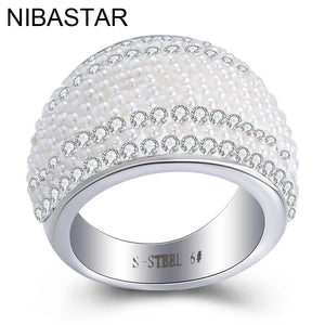316L Stainless Steel Wedding Rings For Women with Austrian Crystals