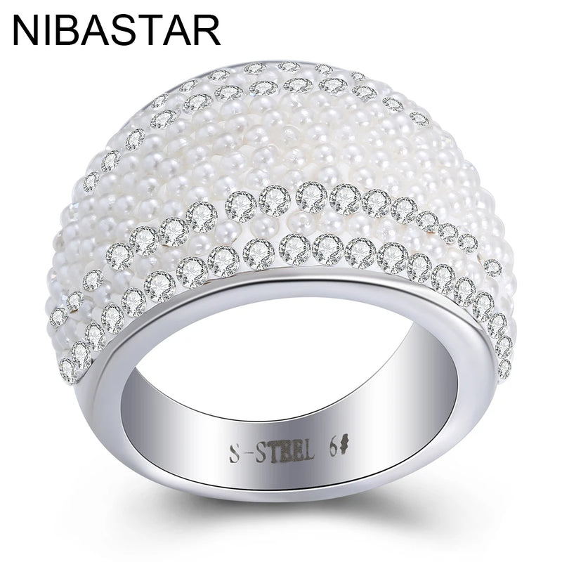 316L Stainless Steel Wedding Rings For Women with Austrian Crystals
