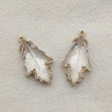 30pcs Glass Copper Leaf Pendants for DIY Jewelry
