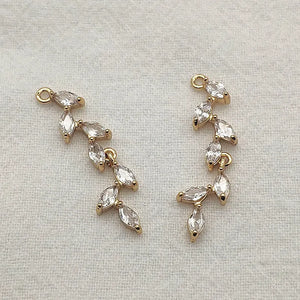 Cubic Zirconia Pendants Copper Leaf Charm For Necklace/Earrings DIY