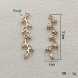 Cubic Zirconia Pendants Copper Leaf Charm For Necklace/Earrings DIY