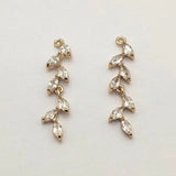 Cubic Zirconia Pendants Copper Leaf Charm For Necklace/Earrings DIY