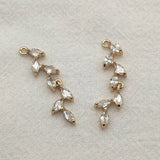 Cubic Zirconia Pendants Copper Leaf Charm For Necklace/Earrings DIY