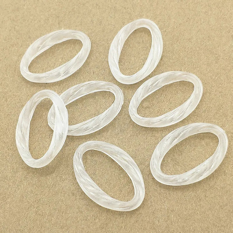 400pcs Acrylic Clear Frosted Oval Beads DIY Jewelry Findings