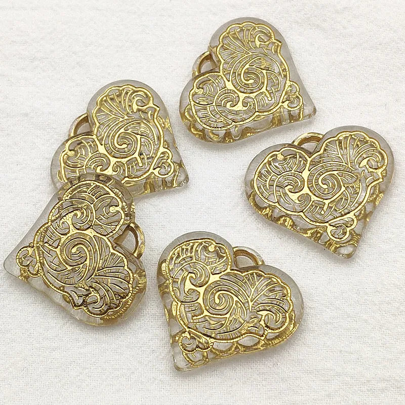 Bronzing Heart Beads for Jewelry Making - 100pcs