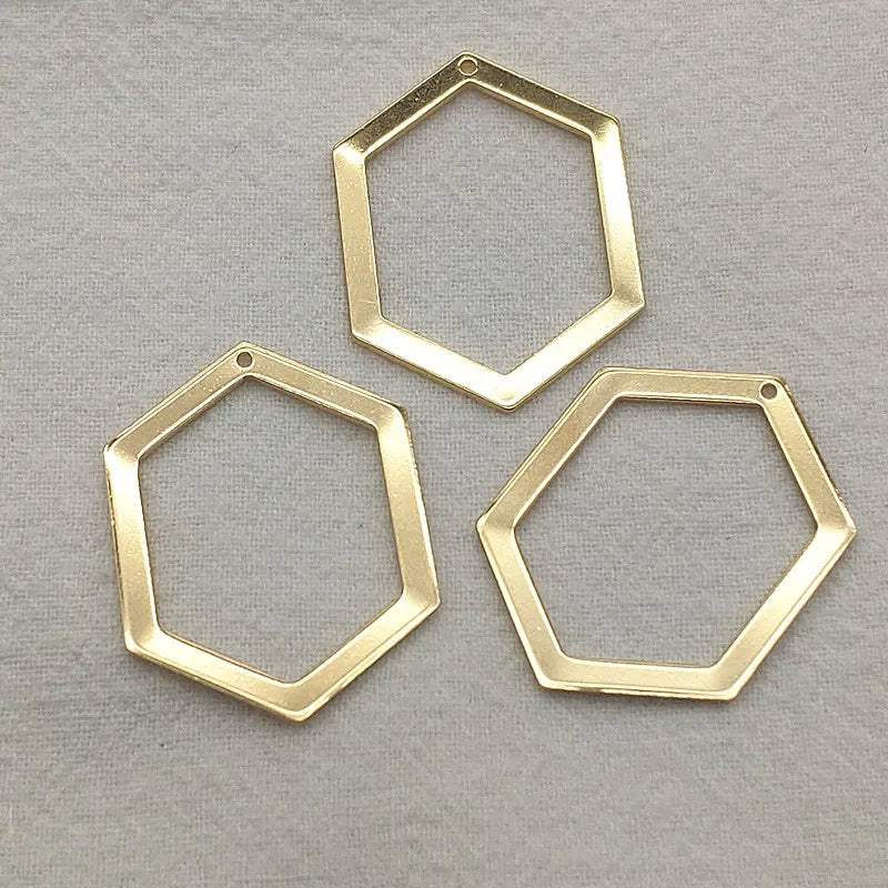 Arrival! Brass Hexagon Charm Pendants for DIY Jewelry