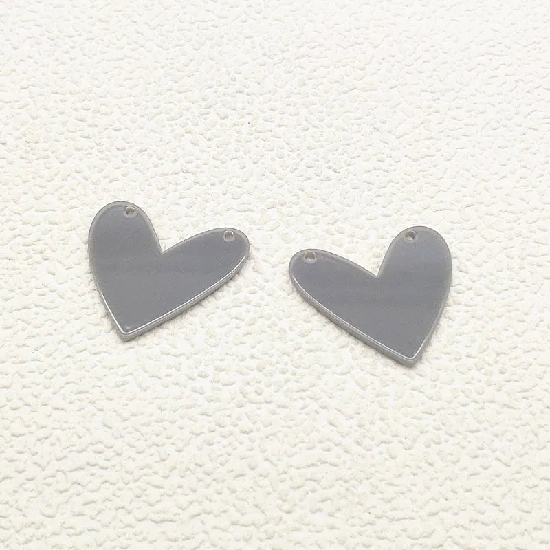 Acrylic Heart Charm for Necklace/Earring DIY Parts - 100pcs