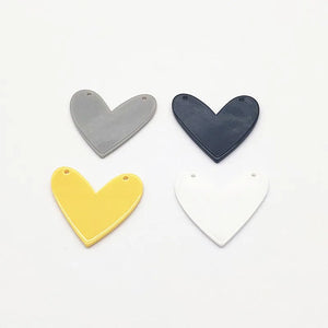 Acrylic Heart Charm for Necklace/Earring DIY Parts - 100pcs