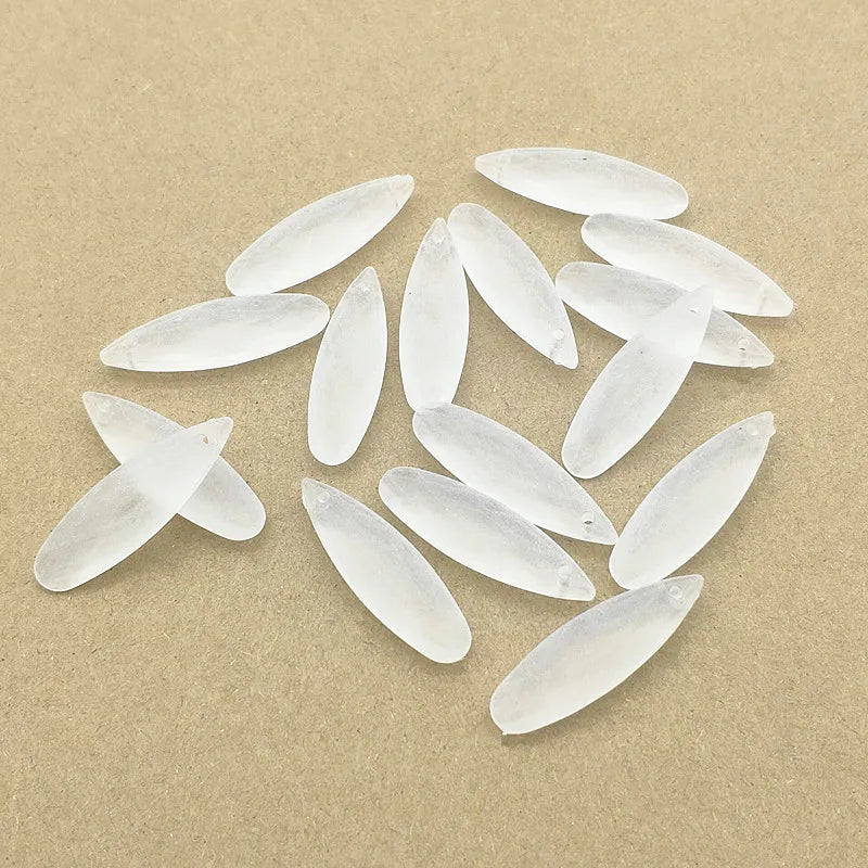 Frosted Oval Beads for Necklace/Earring DIY Parts, 360pcs Clear, 34x11mm