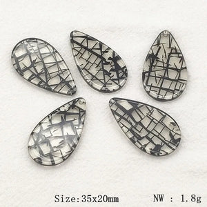 Acrylic Crack Effect Drop Charm Earring DIY Jewelry Findings