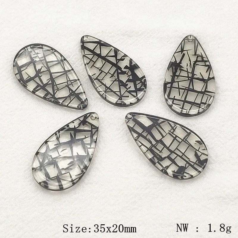 Acrylic Crack Effect Drop Charm Earring DIY Jewelry Findings