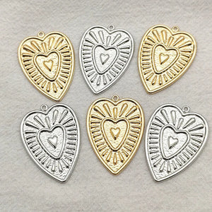 100pcs Brass Heart Charm Pendants for Jewelry DIY