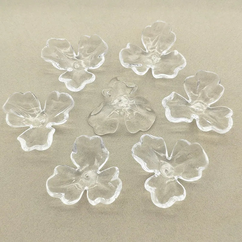 Arrival! 36x38mm 100pcs Acrylic Clear Flower Beads DIY Parts