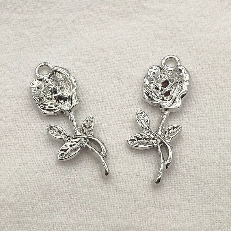 Zinc Alloy Flower Charm Pendants for Earrings DIY 100pcs