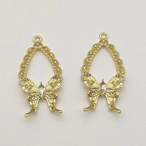 Alloy Rhinestone Butterfly Charm Jewelry Findings 50pcs