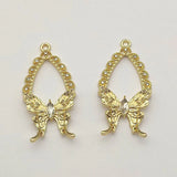 Alloy Rhinestone Butterfly Charm Jewelry Findings 50pcs