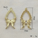Alloy Rhinestone Butterfly Charm Jewelry Findings 50pcs