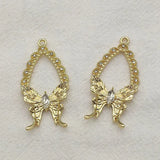 Alloy Rhinestone Butterfly Charm Jewelry Findings 50pcs