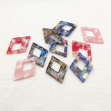 Arrival! 38x28mm 50pcs Acetic Acid Rhombus Charm for Necklace/Earring DIY Parts