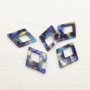 Arrival! 38x28mm 50pcs Acetic Acid Rhombus Charm for Necklace/Earring DIY Parts